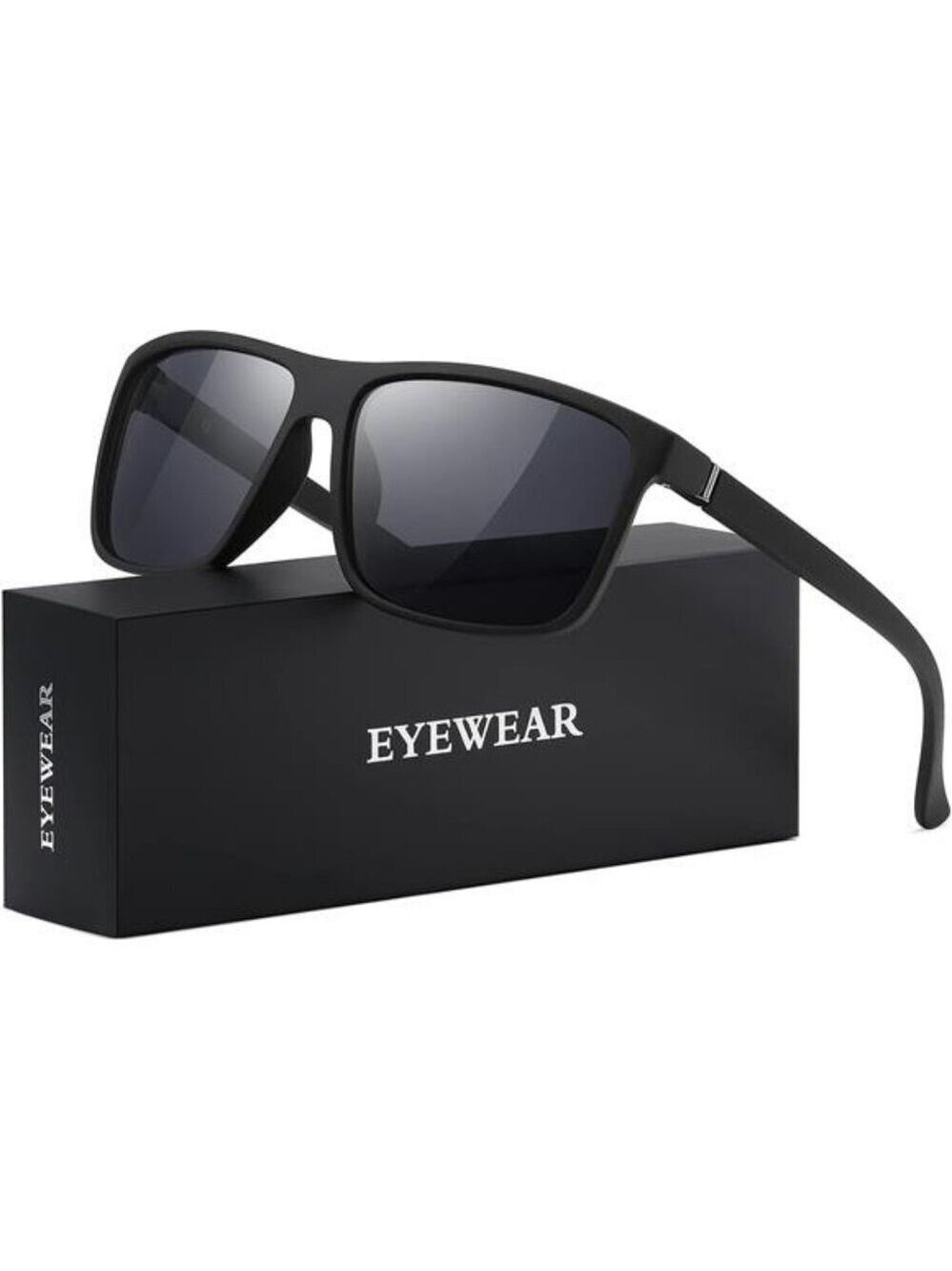 Mens Polarized Sunglasses Black UV Protection Retro Square Driving Fishing